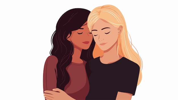 Intimate Moment of Lesbian Couple with Eyes Closed Stock Photo