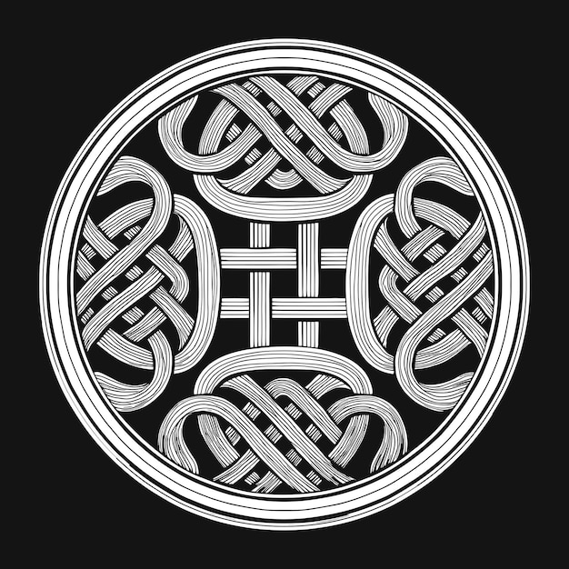 Vector intricate black and white celtic knot design