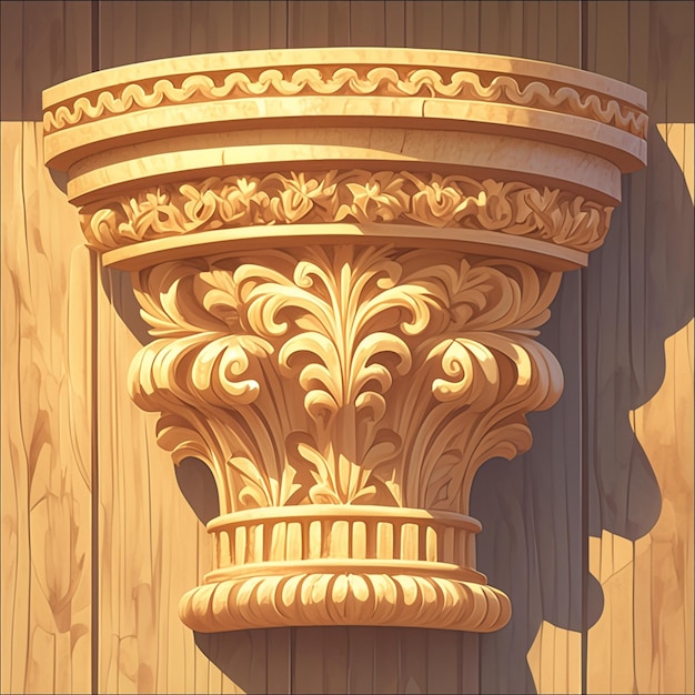 Vector intricate carvings on temple wooden columns