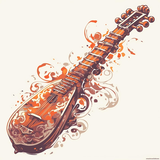 Intricate designs on sitar instruments