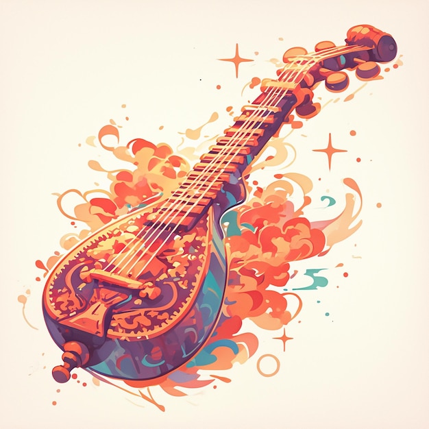 Vector intricate designs on sitar instruments