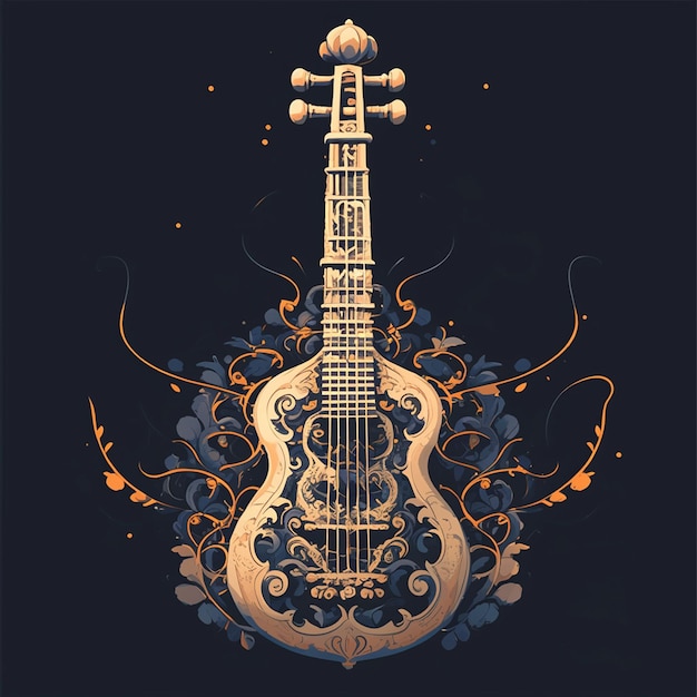 Intricate designs on sitar instruments