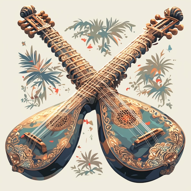 Vector intricate designs on sitar instruments