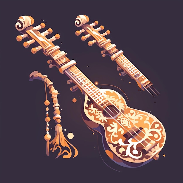 Vector intricate designs on sitar instruments