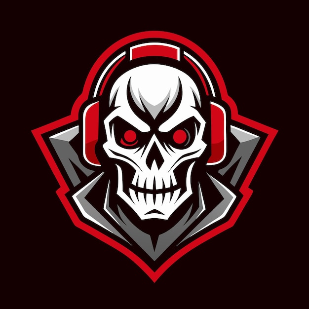 Vector intricate and detailed gaming logo featuring a skull head