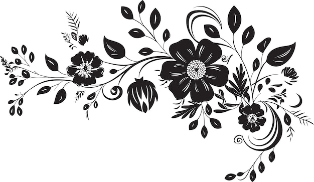 Intricate Floral Accent Black Design Element Graceful Handcrafted Bloom Iconic Vector Logo