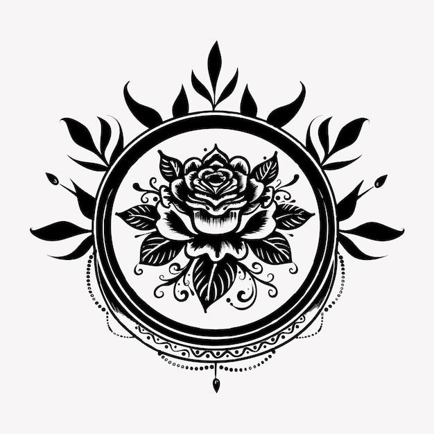 Vector intricate floral tattoo design