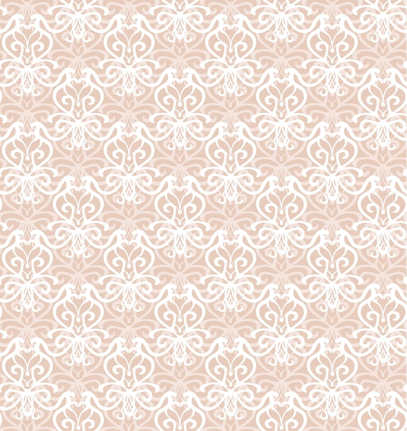 Vector intricate white luxury seamless pattern on pink