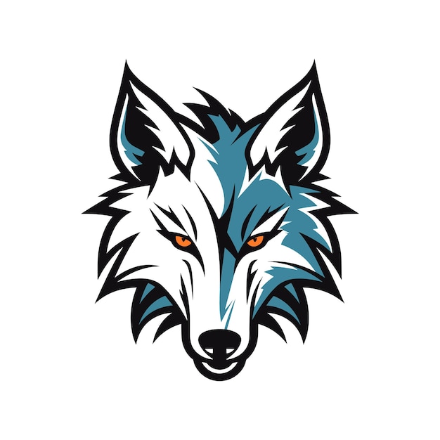 Intricate wolf head hand drawn logo design illustration