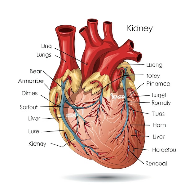 An intricately detailed anatomical illustration of the human body featuring various internal organs