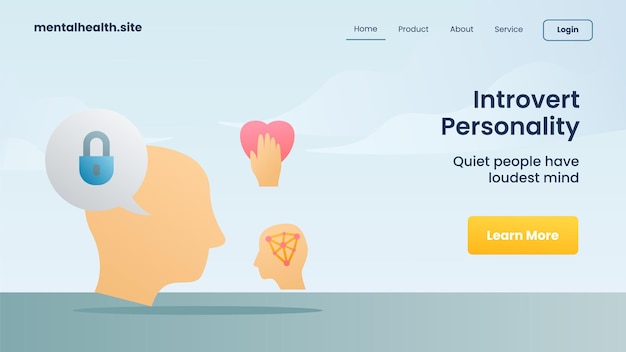 introvert personality for website template landing homepage