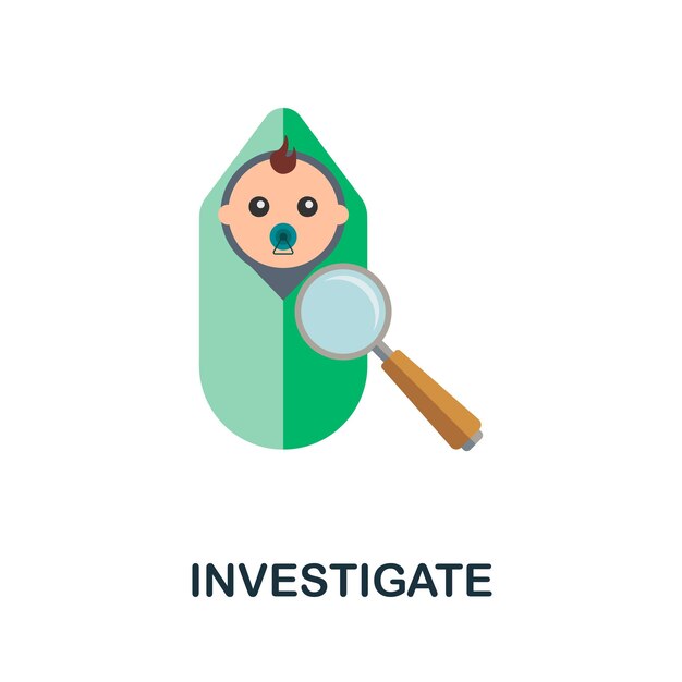 Vector investigate icon flat sign element from child adoption collection creative investigate icon for web design templates infographics and more