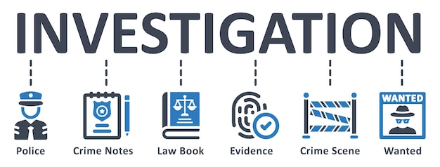 Investigation infographic template design with icons vector illustration investigation concept