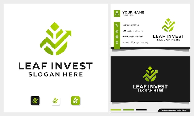 Investing Logo Design with Nature Leaf Concept and business card template