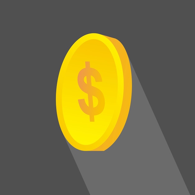 Investment Coins icon flat design with long shadows