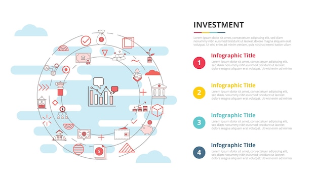 Investment concept for infographic template banner with four point list information