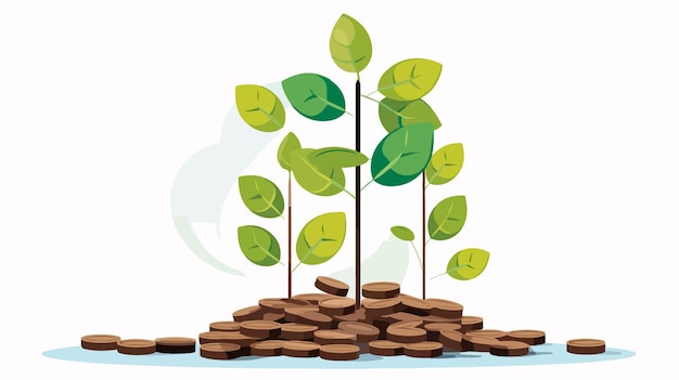 Vector investment growth plant with coins funding icon vector illustration