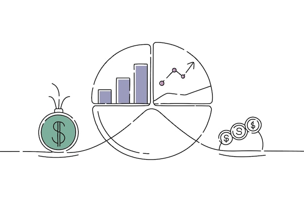 Vector investment pie chart asset allocation for diversification financial percentage distribution budget