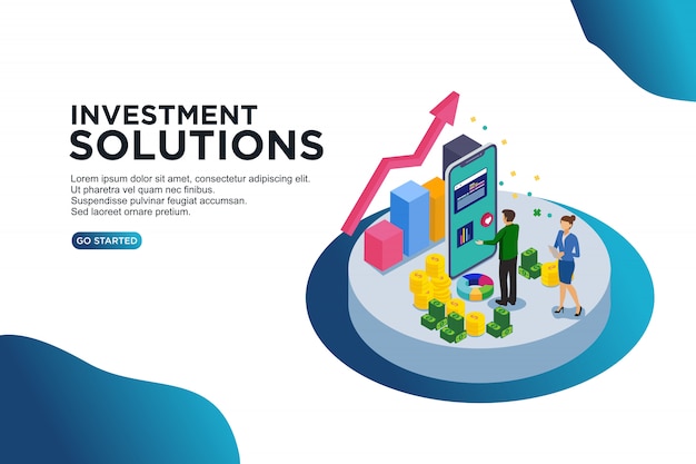 Investment solutions isometric vector illustration concept.