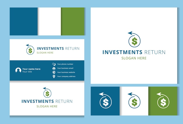 Investments return logo design with editable slogan branding