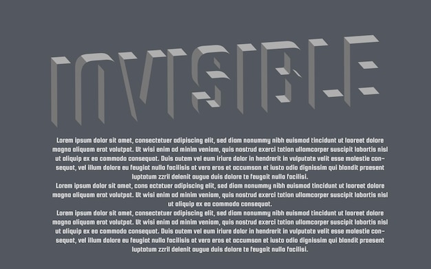 Invisible text vector with typography effect copy space area magazine page template concept