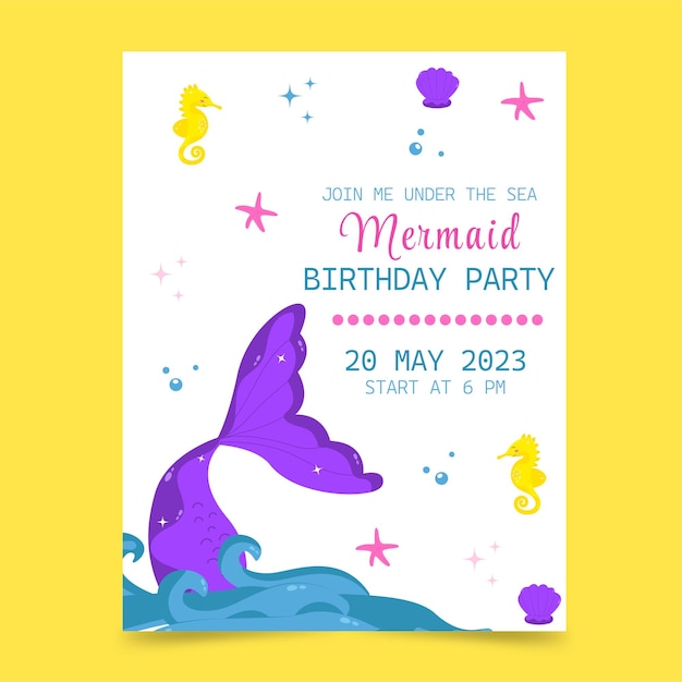 Vector invitation to birthday party mermaid tail vector