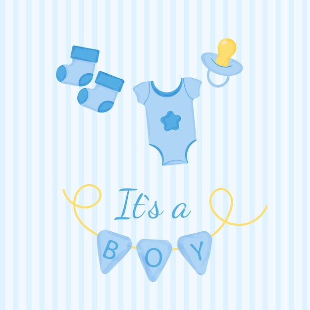 Invitation card baby shower is a boy Vector illustration