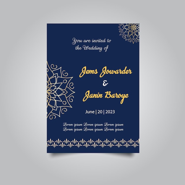 Invitation card design set Luxury vintage golden vector invitation card template