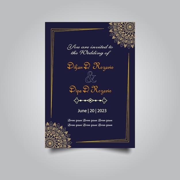 Invitation card design set Luxury vintage golden vector invitation card template