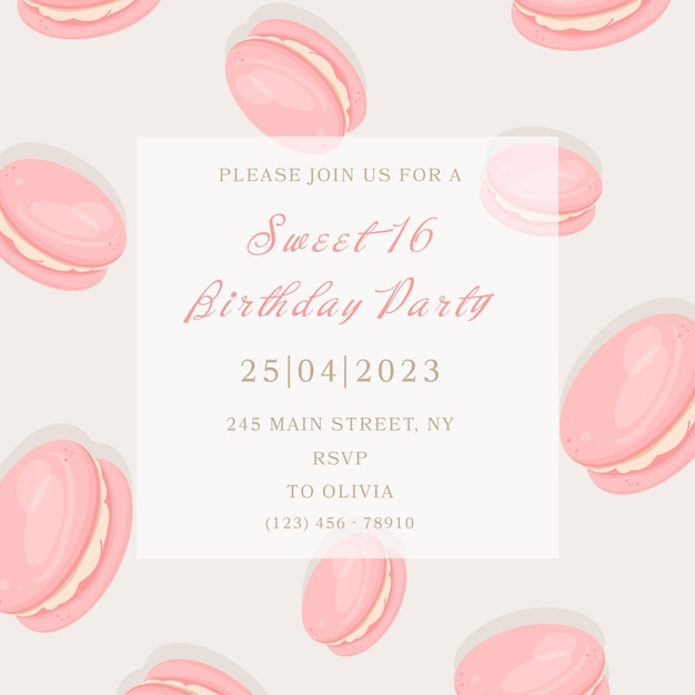 Vector invitation card design for sweet 16 party celebration