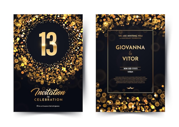 Invitation card thirteen years wedding anniversary