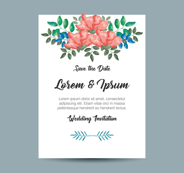 invitation card with flowers decoration