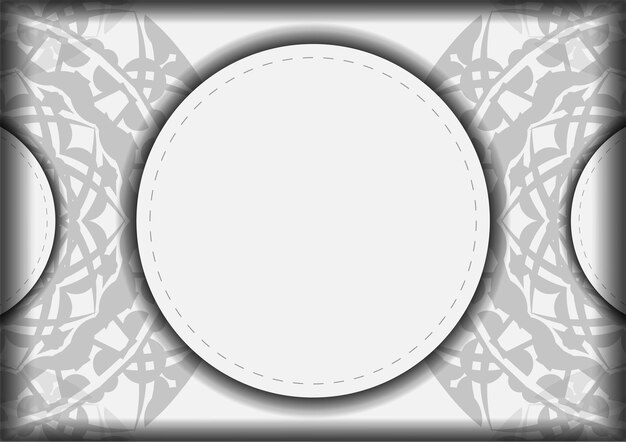 Invitation template with a place for your text and Greek ornaments. Ready-to-print postcard design White colors with black mandala patterns.