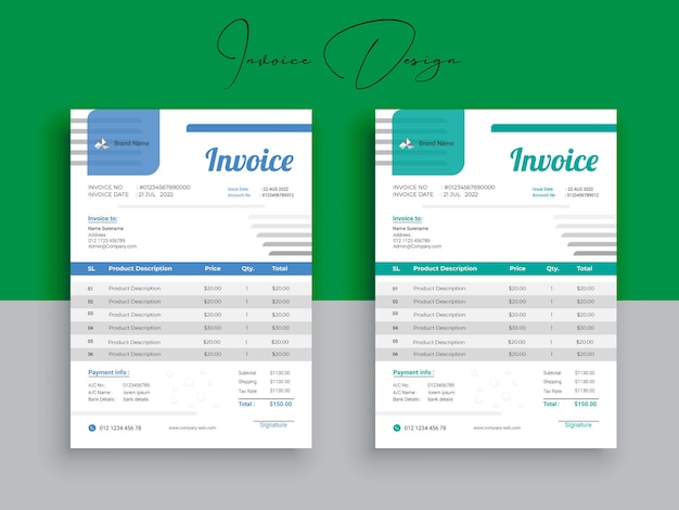 Invoice Business invoice form template money bills or pricelist Design