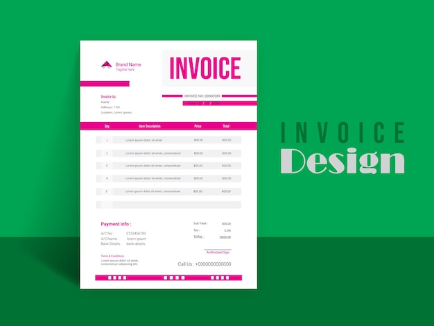 Invoice Business invoice form template money bills or pricelist Design