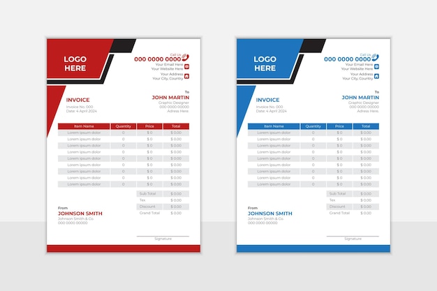 invoice Design creative modern business payment calculation vector template