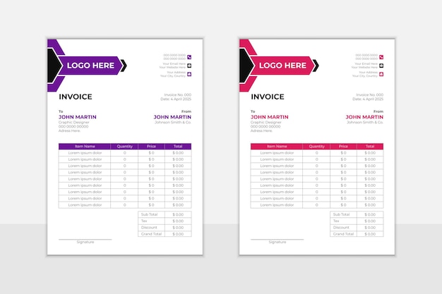 invoice Design creative modern business payment calculation vector template