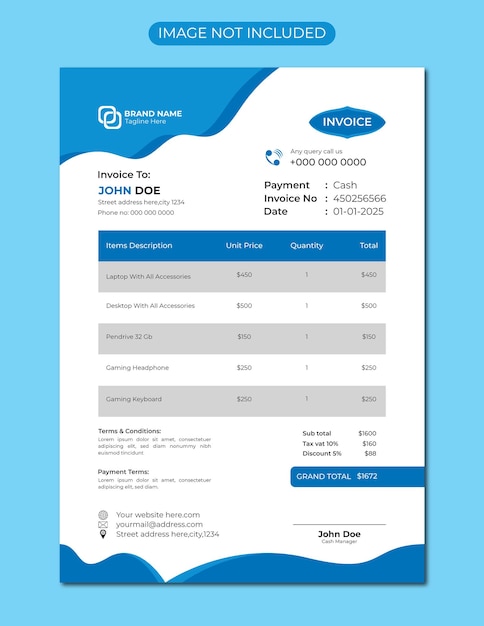 Invoice design template for shop