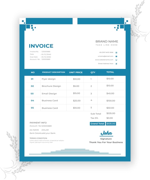 Invoice design template