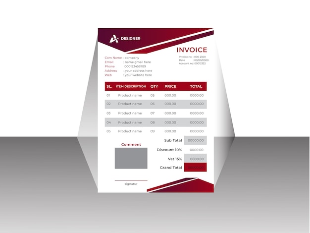 Invoice minimal design template Bill form business invoice accounting