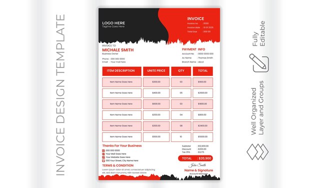 Vector invoice minimal design template