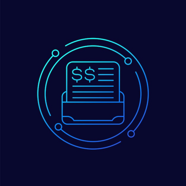 Invoice or paycheck icon linear design