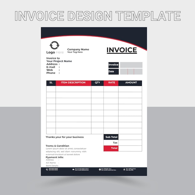 invoice template design Free Vector