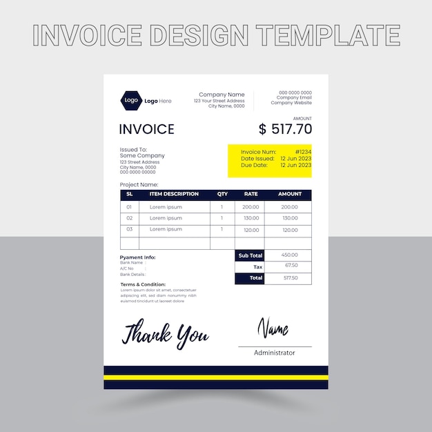 invoice template design Free Vector