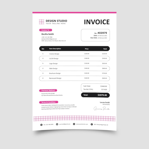 Vector invoice template vector design