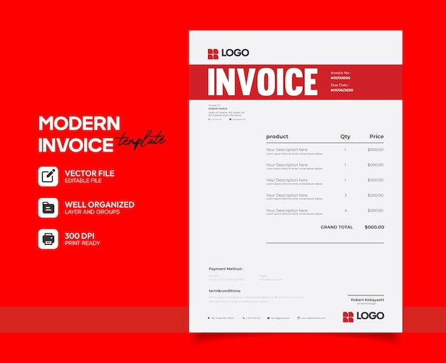 Vector invoice templates for small businesses