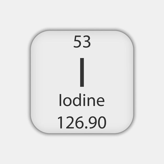 Iodine symbol Chemical element of the periodic table Vector illustration