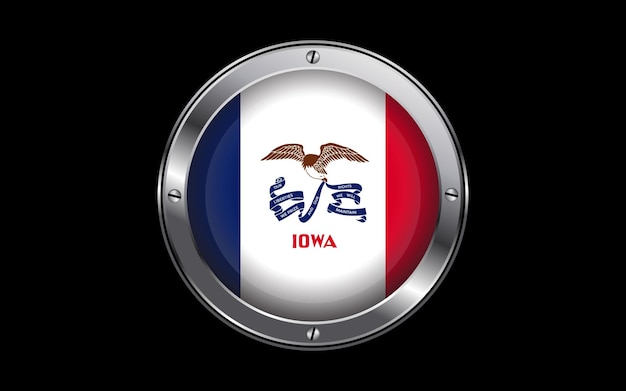 Iowa state flag 3d badge vector illustration