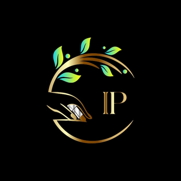 IP initial logo, nails, Luxury Cosmetics Spa Beauty vector template