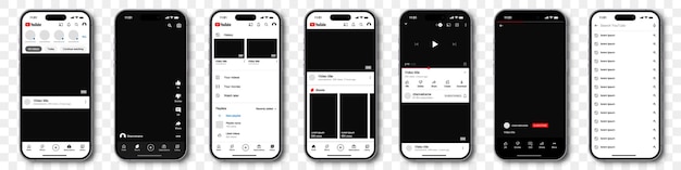 Iphone 14 pro with Youtube app mockup in screen Youtube interface template